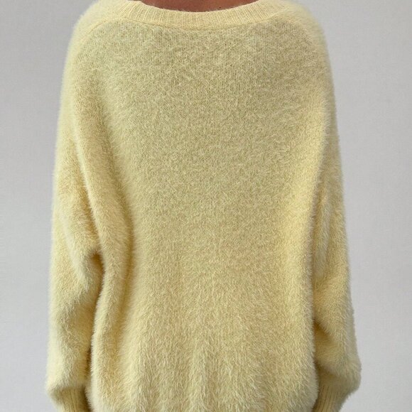 Yellow Casual Womens Oversized Long Sleeve Cardigan and Sweater Maxi Skirt set - Picture 5 of 10